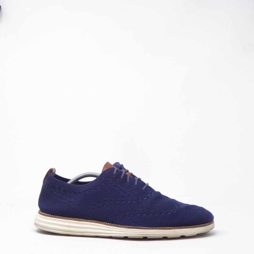 Cole Haan Mens OriginalGrand Stitchlite Wingtip Oxford Blue Knit C27960 11.5M